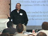 Classroom training presentation recorded during a class using two cameras for the Presenter and a connection to the laptop to record the presentation slides. 